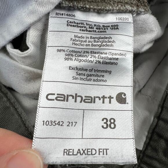 Carhartt Men's Cargo Utility Shorts Size 38X10 Green - Picture 7 of 9